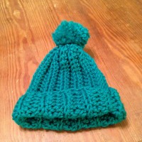 Chunky Slouchy Pom Pom Hat Hand crocheted teen and women  Blue  eb-48535512